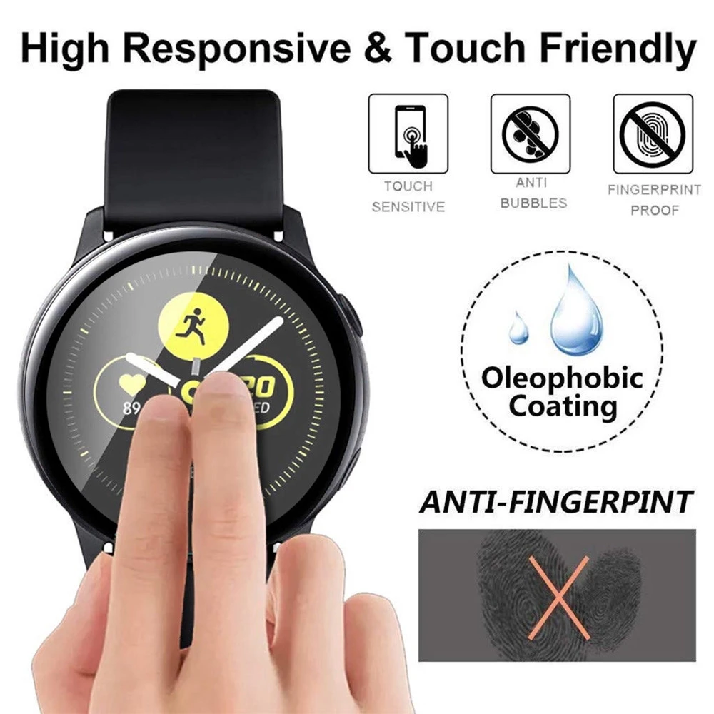 1/2/3PCS 20D Curved Edge Screen protector Glass For Samsung galaxy Watch Active 2 4 40mm 44mm Protective Tempered Glass Film