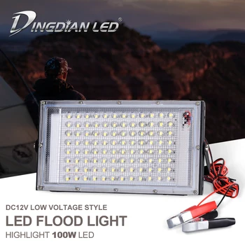 

100W LED Flood Light Alligator Clip Floodlight DC12V Xtra Brightness Night Market Outdoor Camping Flood Light Spotlightings Lamp