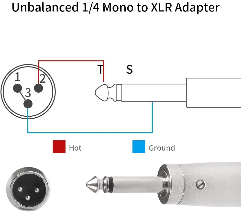1/4 Inch Ts To Male Xlr Adapter, Unbalanced 1/4" Inch 6.35mm Mono Plug To 3  Pin Xlr Male Converter Audio Connectors -2 Pack - Audio & Video Cables -  AliExpress