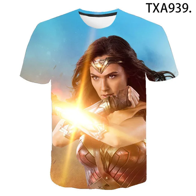 2020 men and women casual short-sleeved fashion Wonder Woman 3D printed children's Harajuku trend quick-drying T-shirt