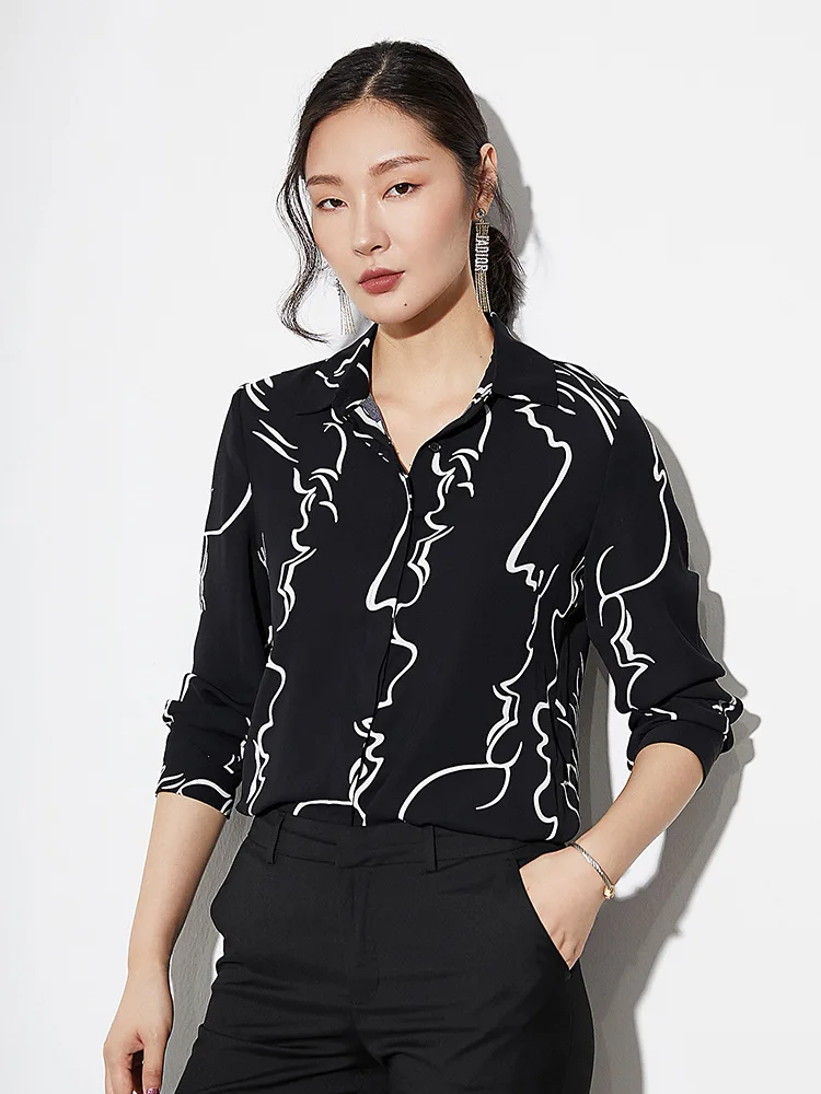 Осень 2019 Новая Профессиональная блузка Корейская свободная Ретро Гонконгская