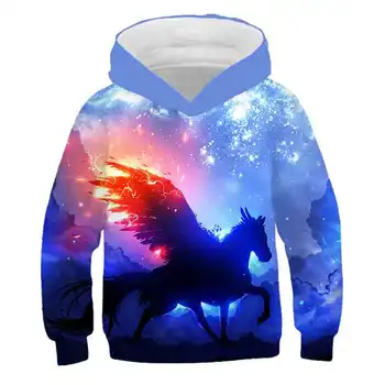 

Horse Braid 3D Print Sweatshirts Children Hoodies Tracksuit Pullover Spring Autumn Hoody Hooded Coat Brand 4T-14T Drop Ship