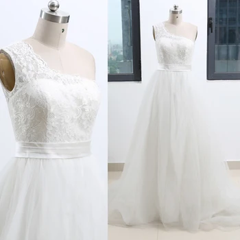 

MACloth Ivory Ball Gown One Shoulder Floor-Length Long Satin Prom Dresses Dress M 262582 Clearance