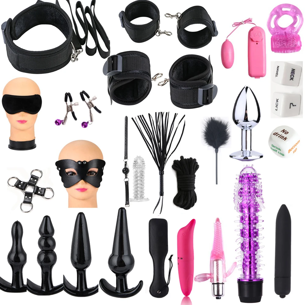 Секс игрушки для женщин игры взрослых наручники/кнут/Анальная пробка/SM шар/зажим