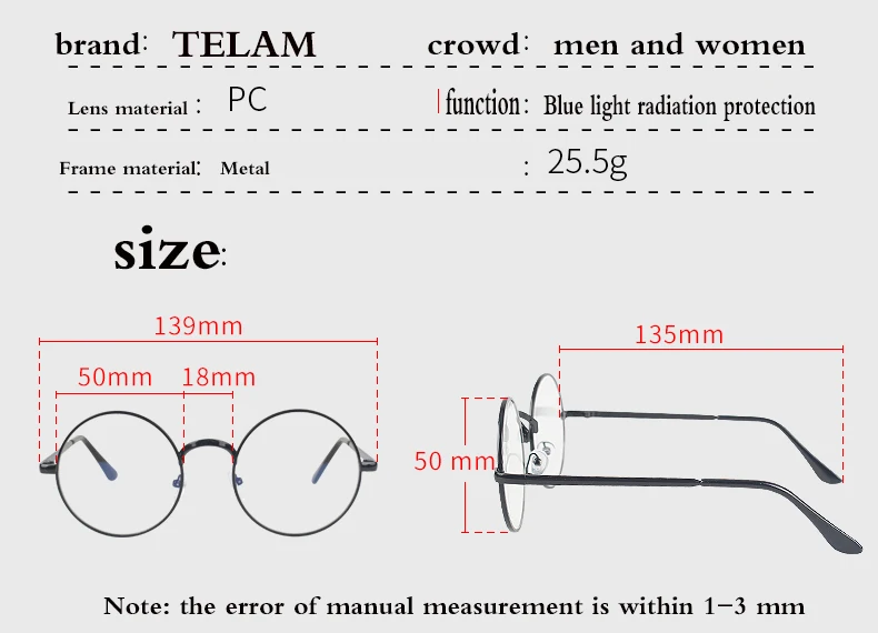 Metal round glasses anti blue light retro college female glasses Computer glasses gaming men's glasses transparent lenses blue filter glasses