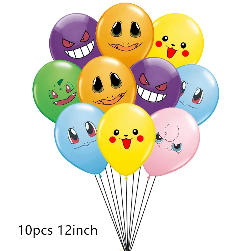 10pcs mix Новые 12 дюймовые латексные шары Пикачу Poke Mon pokemon go, воздушные шары с днем рождения, вечерние, праздничные украшения, детские игрушки, подарки - Цвет: 10pcs mix
