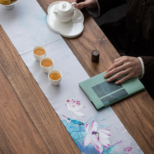 Suede Zen Teaasztal Tea Teat Kendő Téglalap Alakú Pamut Asztali Zászló Száraz Sör Tartozékok Teafüggöny Szertartás - Image 5