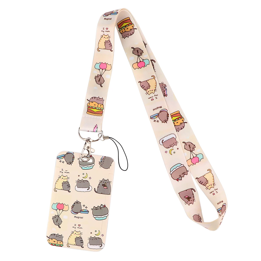 Flyingbee X2217 Lovely Cat Lanyard Card Holder Student Hanging Neck Mobile Phone Badge Subway Access | Канцтовары для офиса и