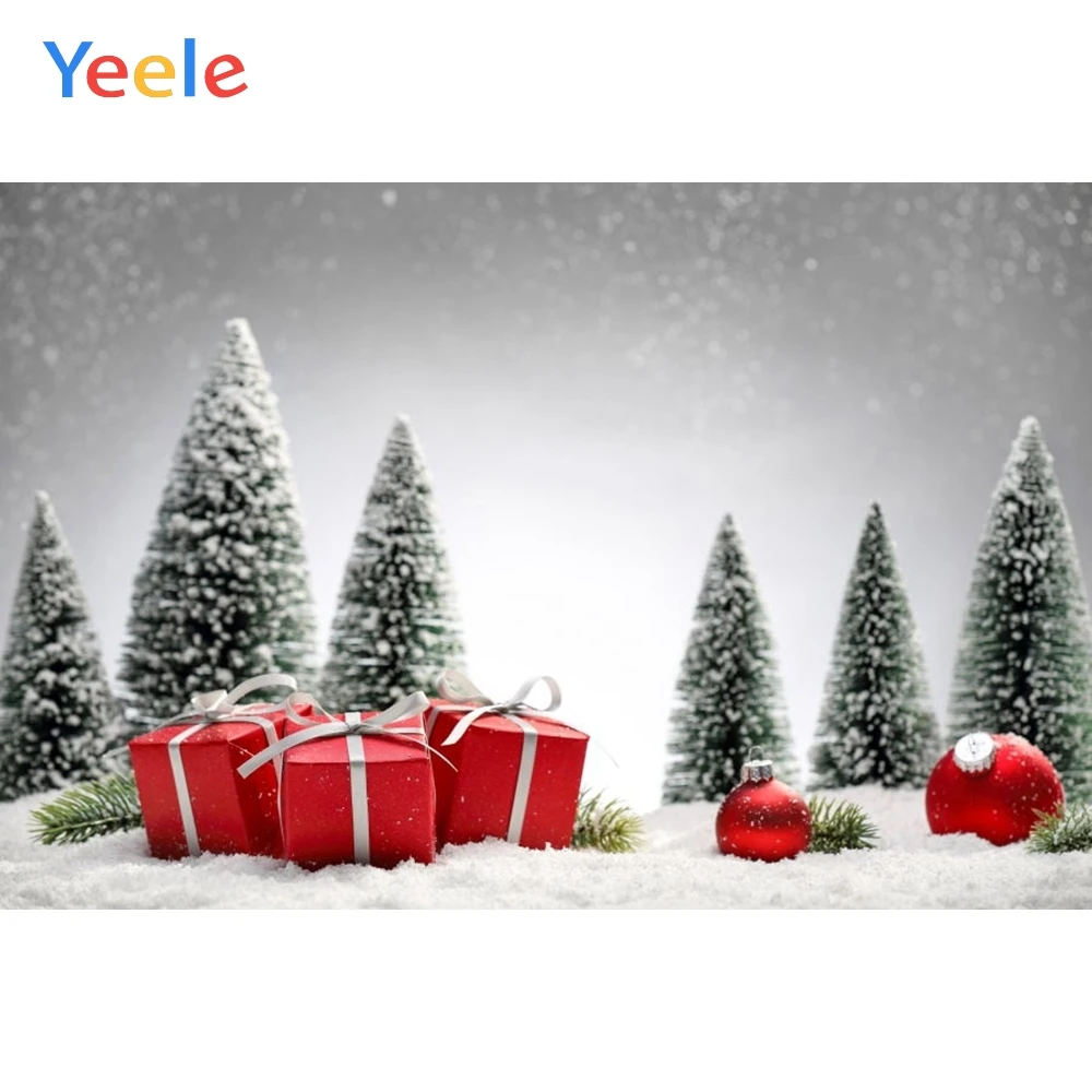 

Christmas Tree Gift Ball Winter Snow Backdrop Baby Portrait Custom Vinyl Photography Background For Photo Studio Photophone