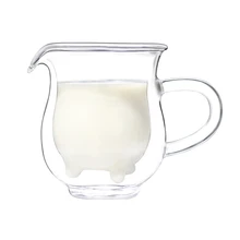 Стеклянная чашка для молока, кувшин, ручная работа, милый теленок, прозрачная двойная Изолированная термостойкая стеклянная чашка, аксессуары для кофе и чая