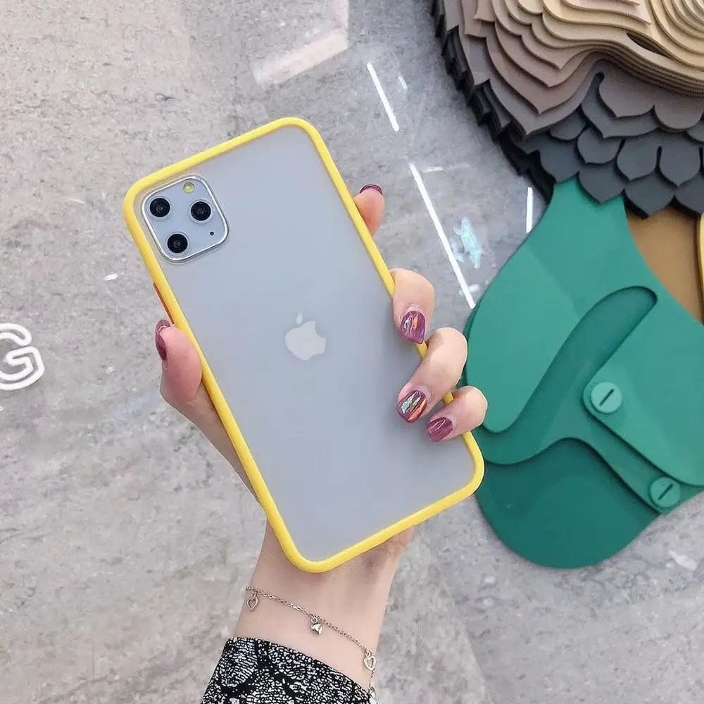 Противоударный простой Матовый Бампер Гибридный чехол для телефона для iPhone 11 Pro Max Xr Xs Max 6s 8 7 Plus чехол s Мягкая Рамка Жесткий чехол из поликарбоната - Цвет: Lemon yellow