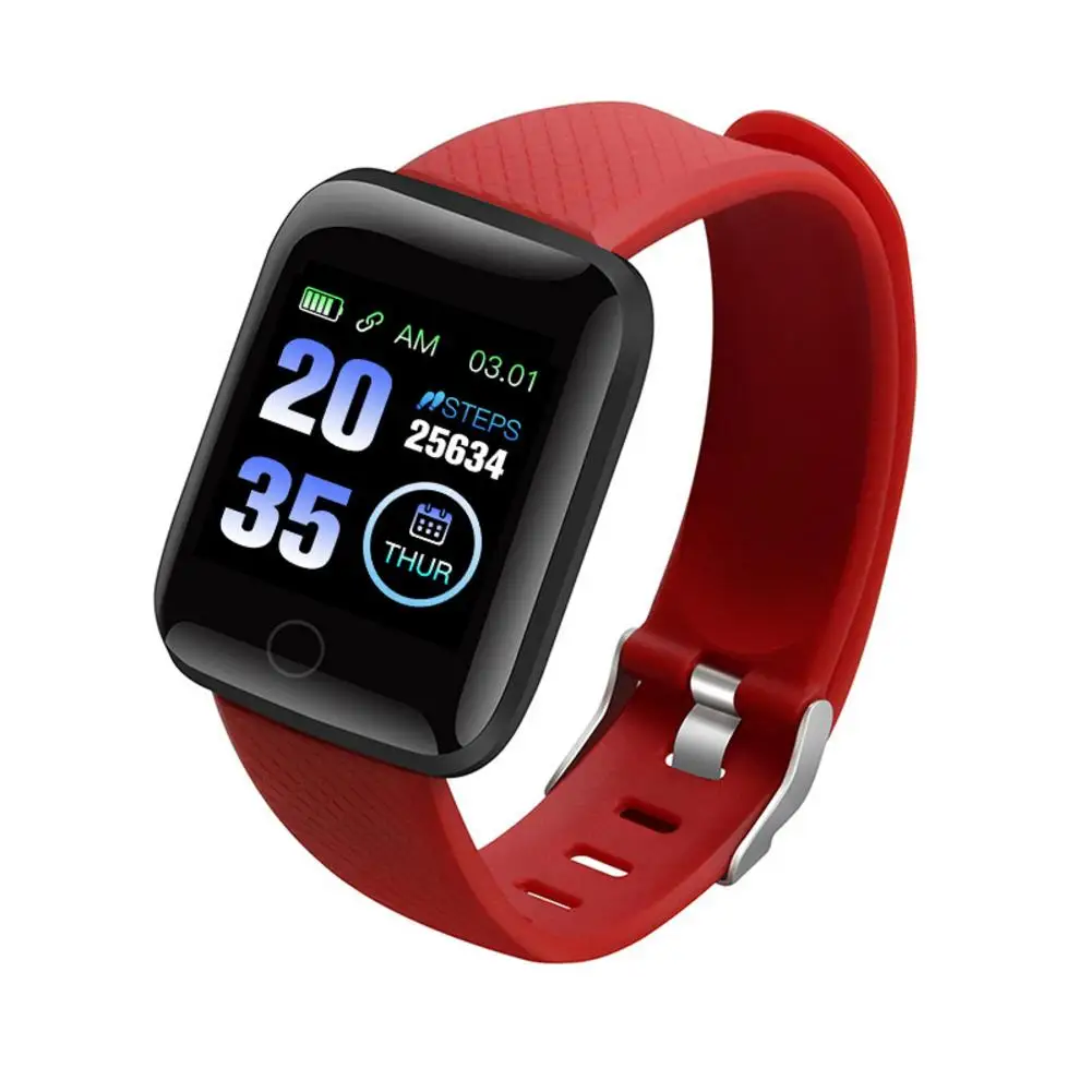 New Smart Watch Health Monitor Pedometer Men Women Heart Rate Blood Pressure Sport Fitness Watches Kid For Android IOS - Цвет: Red