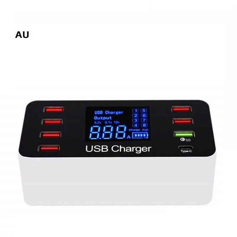 8 мульти-порт USB настенное зарядное устройство быстрый ЖК светодиодный дисплей адаптер настольная док-станция