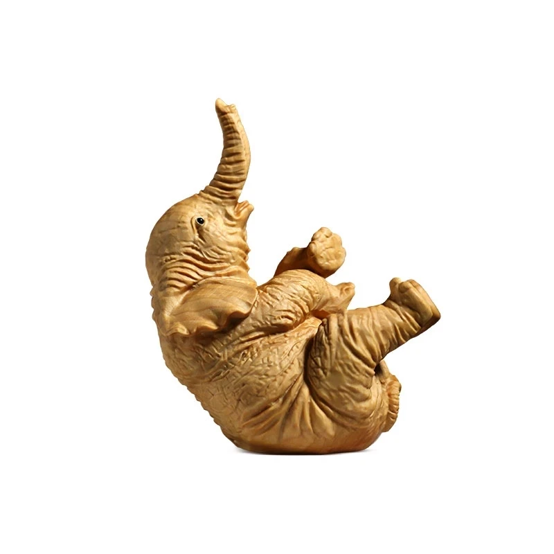 

Hot 8.5cm Boxwood Lively Elephant Figures Sculpture Animal Statue Wood Figurines Craft Gift Decoration Home Decore