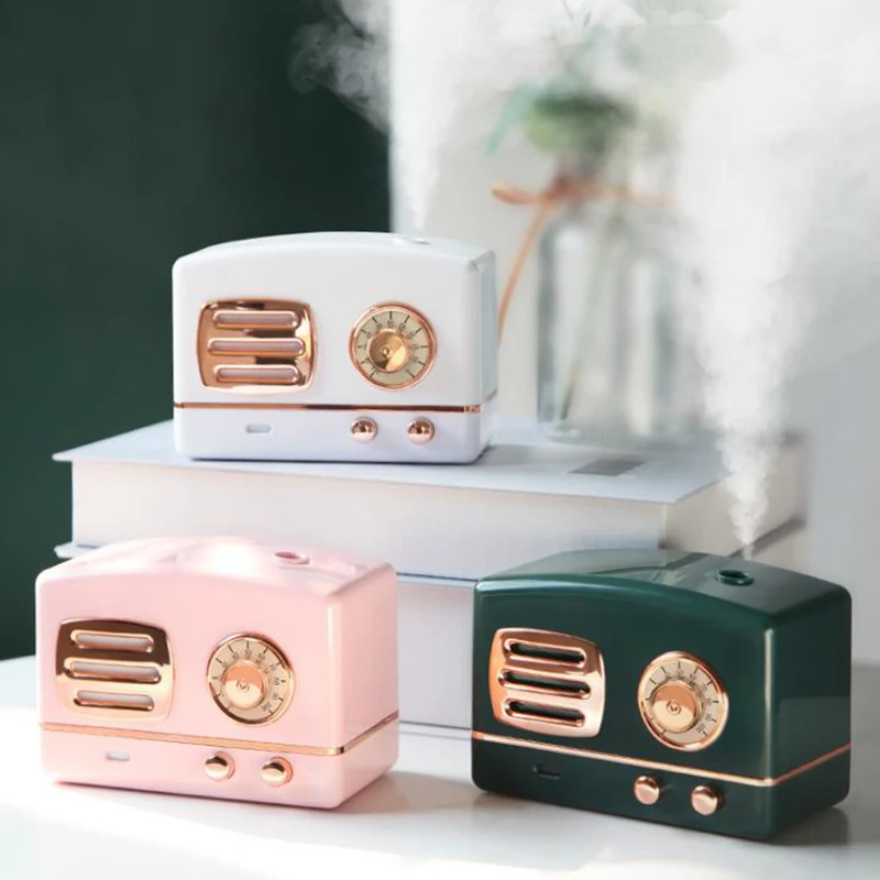 

200ml Retro Ultrasonic Aroma Diffuser USB Air Humidifier Car Mist Maker with 7 Colors Night Lamps Mini Office Air Purifier