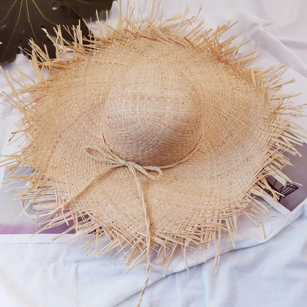 Straw Outdoor Raffia Fashion Travel Sunshade Cap Practical Gift Beach Leisure Handmade Weave Sun Hat Wide Brim
