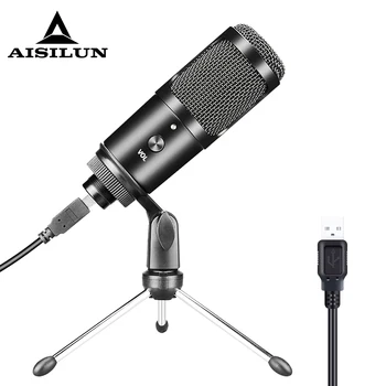 

Usb Plug Podcast Microphone Desktop Tripod Stand Laptop Professional Studio Condenser Mic with Sound Card Youtube Recording