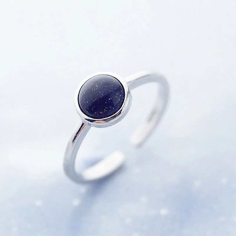 

925 Sterling Silver Color Ring Round Natural Stone Purple Sand Ring For Women Romantic Gemstone Fine Jewelry Anniversary Wedding