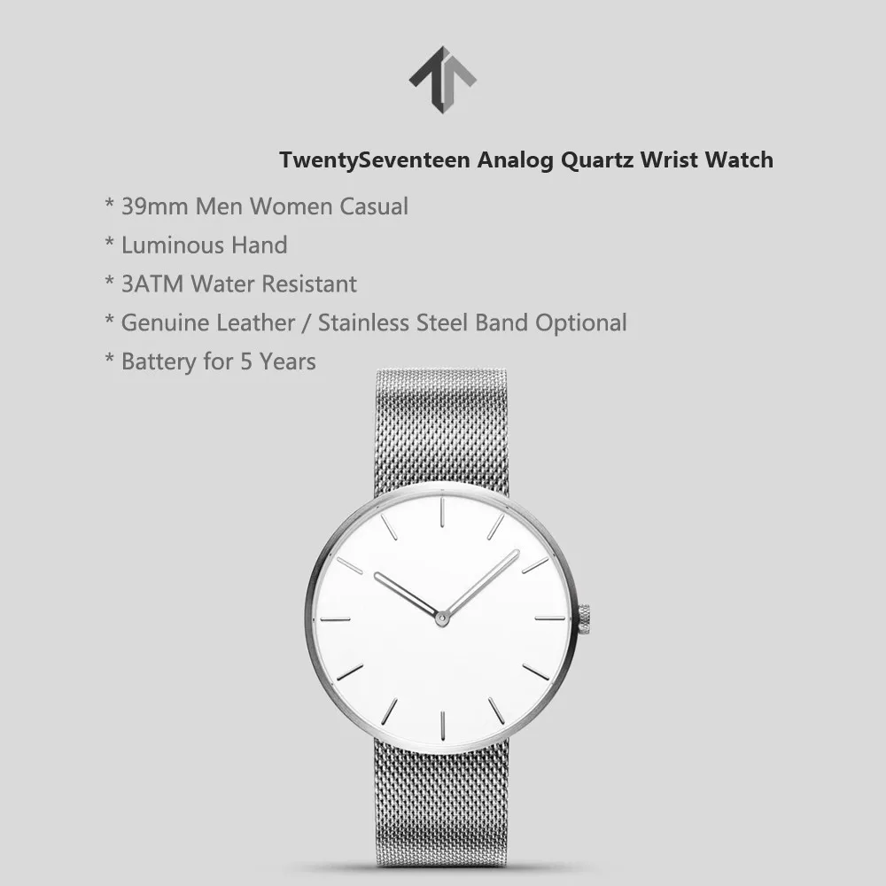 Youpin TwentySeventeen Analog Quartz Wrist Watch 39mm Luminous 3ATM Water Resistant Fashion Elegant Men Women Luxury Watch band (4)