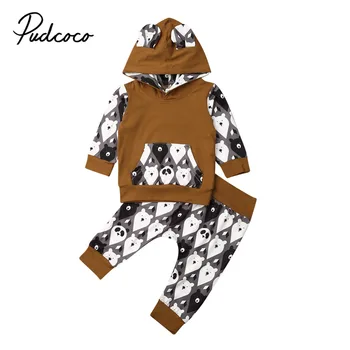 

Pudcoco Autumn Winter Newborn Baby Girl Boy Tracksuit Clothes Set Long Sleeve Hooded Top + Long Pants Outfits