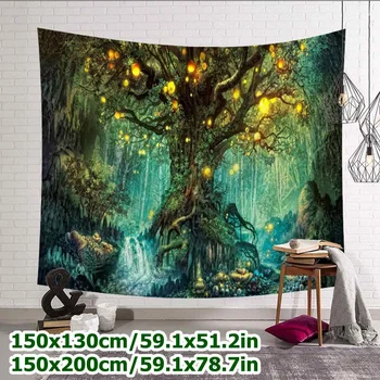 

Psychedelic Forest Tapestry Wall Hanging Wall Tapestry Blanket Farmhouse Decor Window Tapestry Headboard Polyester Yoga Shawl