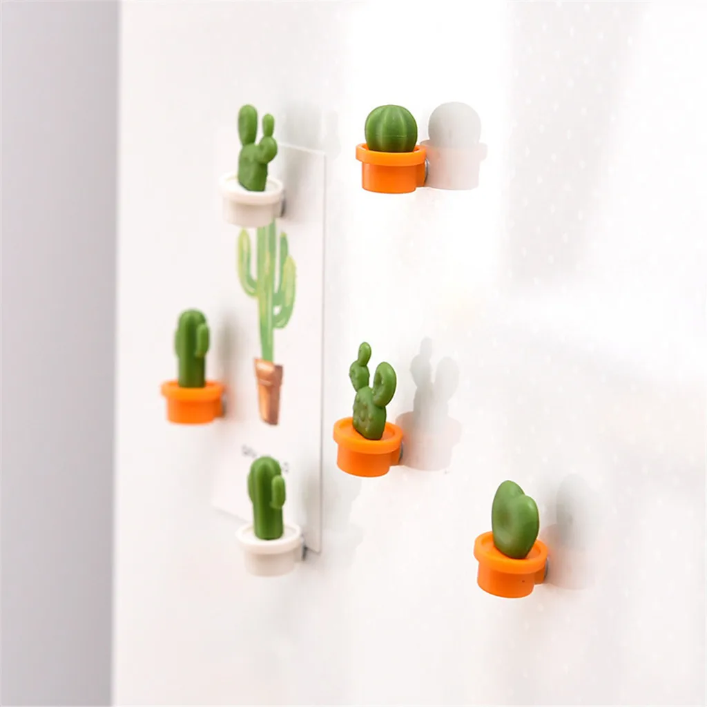 6PCs/Set Fridge Magnets Cute Cactus Succulent Plant Magnet Button Cactus Refrigerator Message Sticker Decor Magnesy Na Lodowke