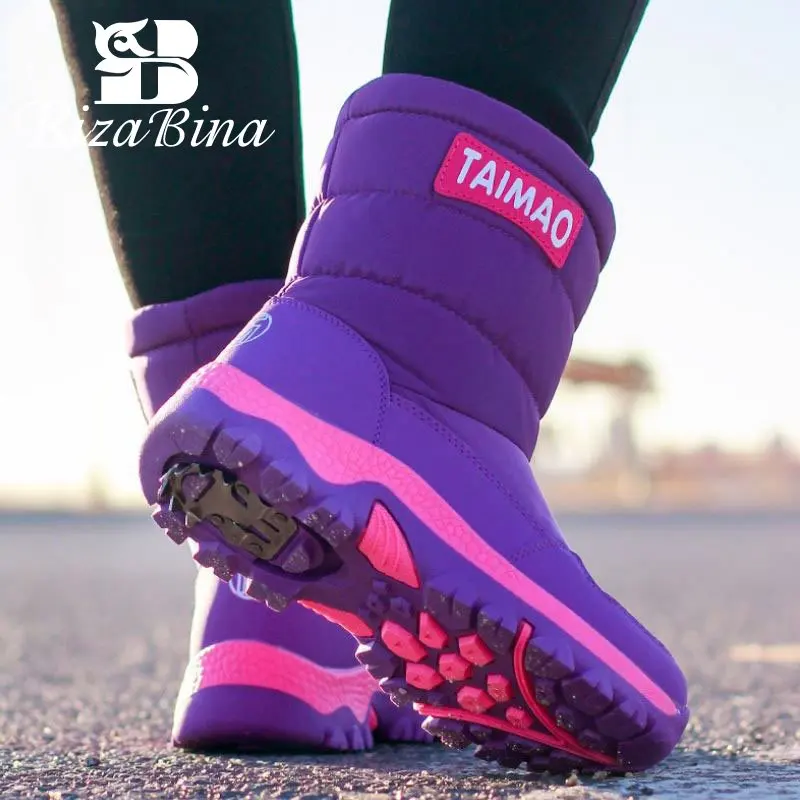 

RizaBina New Waterproof Snow Boots For Women Non-Slip Ankle Boots Winter Warm Plush Fur Outdoor Women Footwear Size 36-40