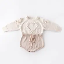 

Lovely Heart Infant Baby Girl Knitted Clothes Love Romper Jumpsuit Bodysuit Outfit Autumn Winter wool knitted sweater bodysuits