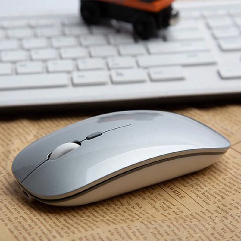 Rechargeable Wireless Mouse Silent Button USB Mini Optical Ultrathin Mini Mice with Charging Cable for Computer Laptop