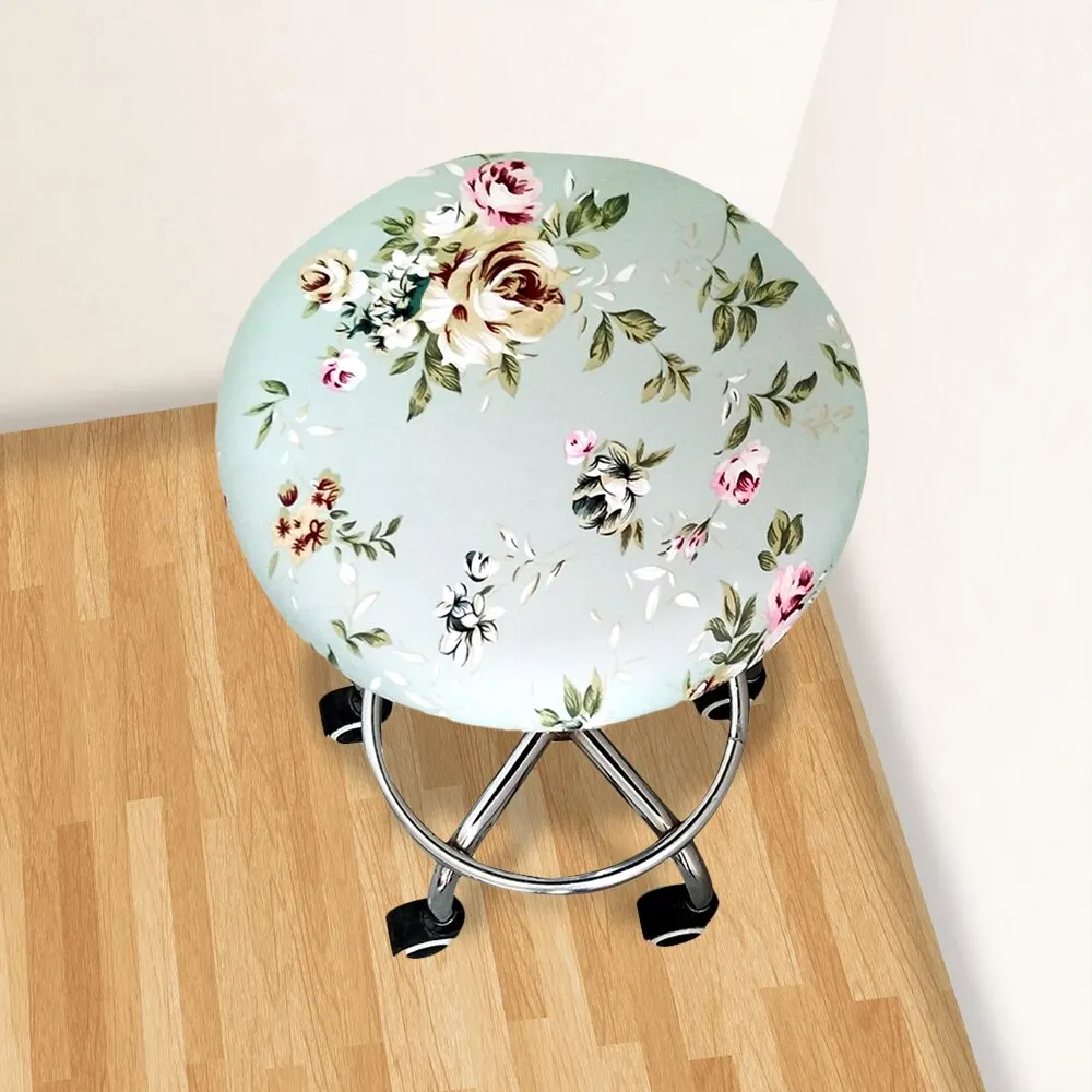 

2019 Round Chair Cover Bar Stool Cover Elastic Seat Cover Home Chair Slipcover Round Chair Bar Stool Floral Printed