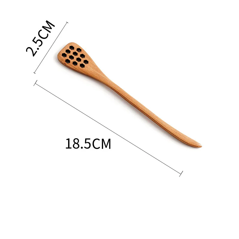 Wooden Spoon Mixing Rice Salad Spoon Long Handle Dessert Condiment Sugar Salt Spice Tableware Kitchen Tools 1 Piece