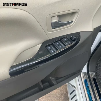 

For Toyota Sienna 2019 2020 Carbon Fiber Window Lift Switch Cover Trim Inside Armrest Decoration Frame Accessories Car Styling
