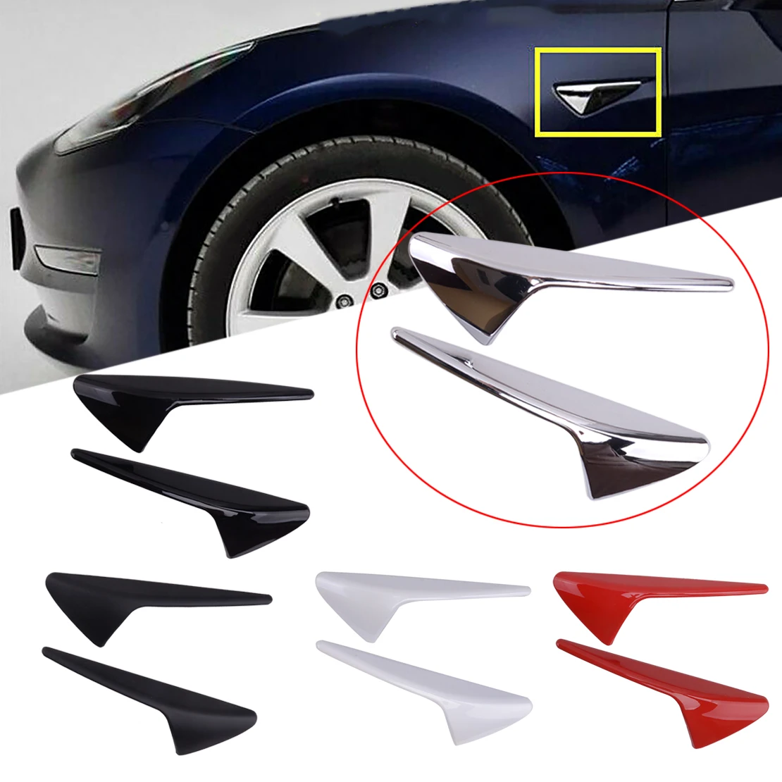 1 paar ABS Auto Seite Kamera Schutz Abdeckung Trim Aufkleber Fit für Tesla  Modell 3 X S Helle Schwarz/matte Schwarz/Silber/Weiß/Rot - AliExpress