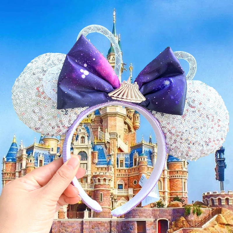 2022 Disney Mickey Ears Headband Firework Headband with Castle Peter Pan Cosplay Hairband Disneyland Letter Headband Gift baby accessories girl