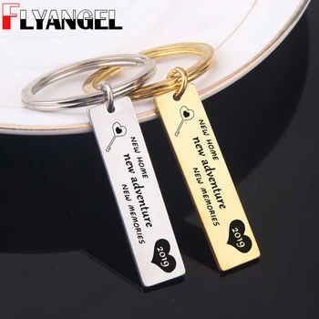 

FLYANGEL New Home Keychain Engraved New Home New Adventure New Memories Fashion Keyring Key Holder Gifts For New Homer Owner