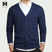 Хлопковый свитер, мужской кардиган с длинным рукавом, мужские свитера с v-образным вырезом, свободные однотонные свитера на пуговицах, вязанная Повседневная стильная одежда, Новинка