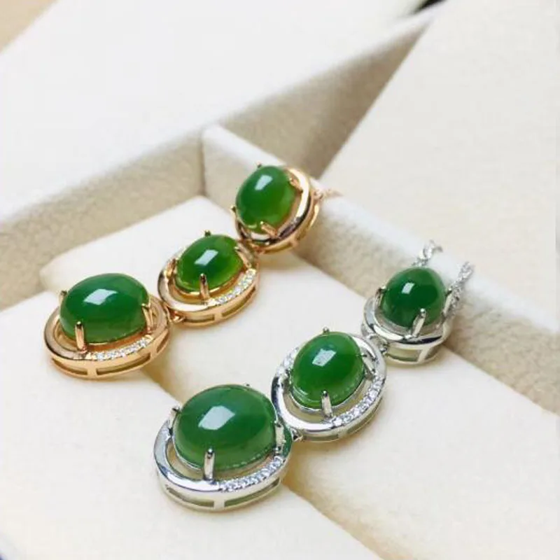 Настоящее серебро 925, Jasper HeTian, зеленый Jade Bean shape, подвеска на удачу+ цепочка, ожерелье для женщин и мужчин, ювелирное изделие, сертификат