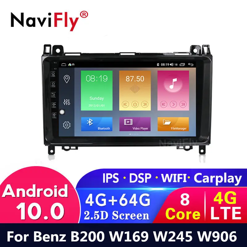 Автомагнитола 4G LTE IPS DSP Android 10 + 64G для Mercedes Benz B200 A B Class W169 W245 Viano Vito W639 Sprinter dvd плеер