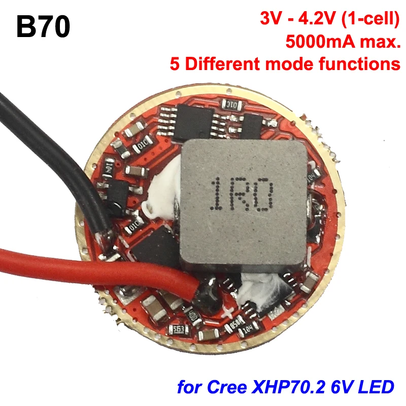 Board para Cree v 1 Célula 5-mode Boost Driver Xhp70 6 pc B70 22mm 5000ma 3 V-4.2