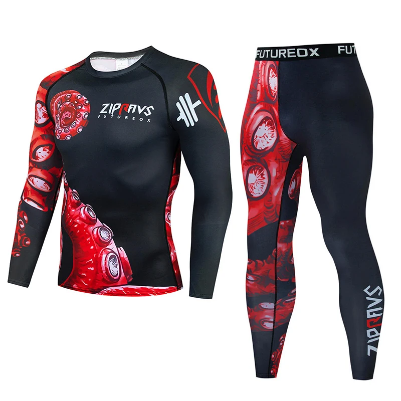 Men's Muay Thai Men Mma Kickboxing Sport Suit Bjj Rashguard T Shirts ...