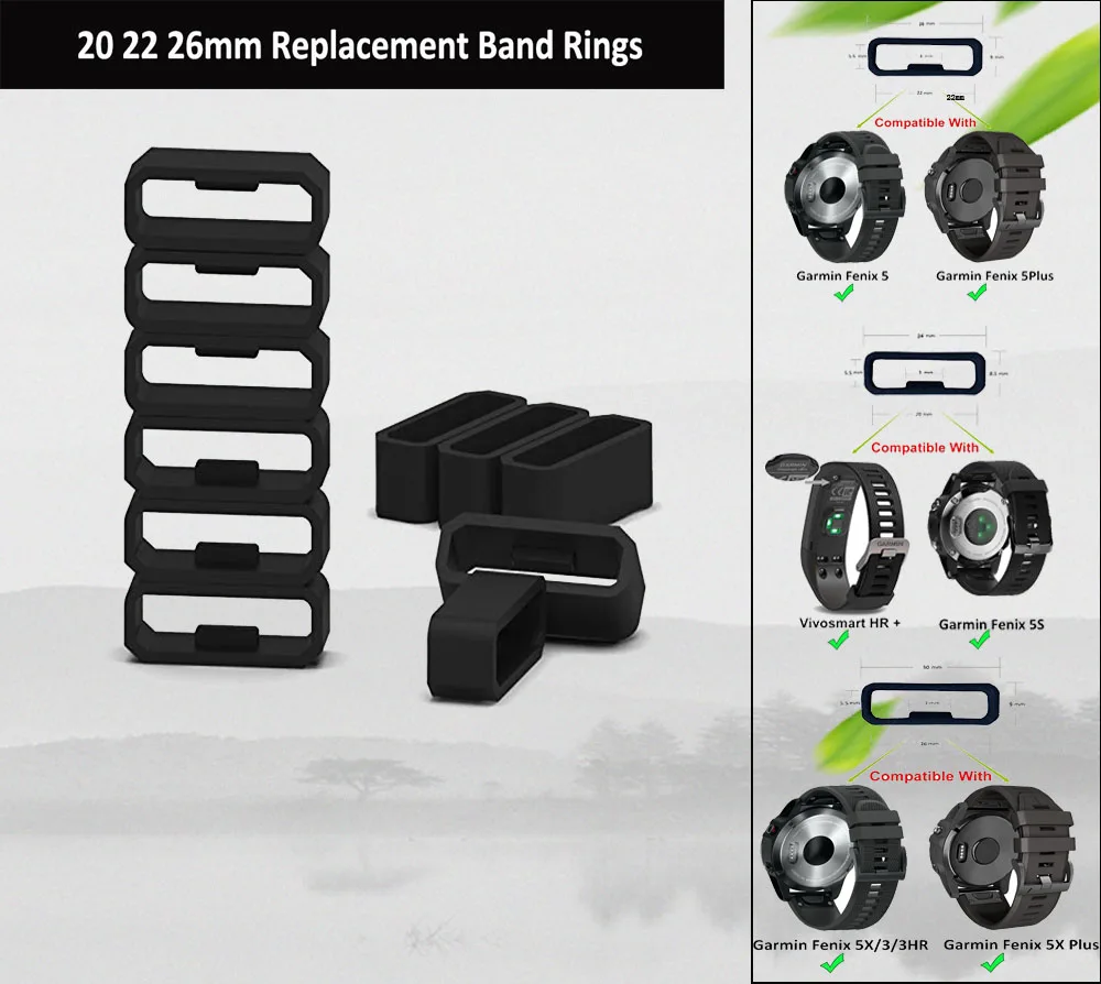 20 мм 22 26 Мягкие силиконовые кольца для Garmin Fenix 5 5X сменный силиконовый ремешок