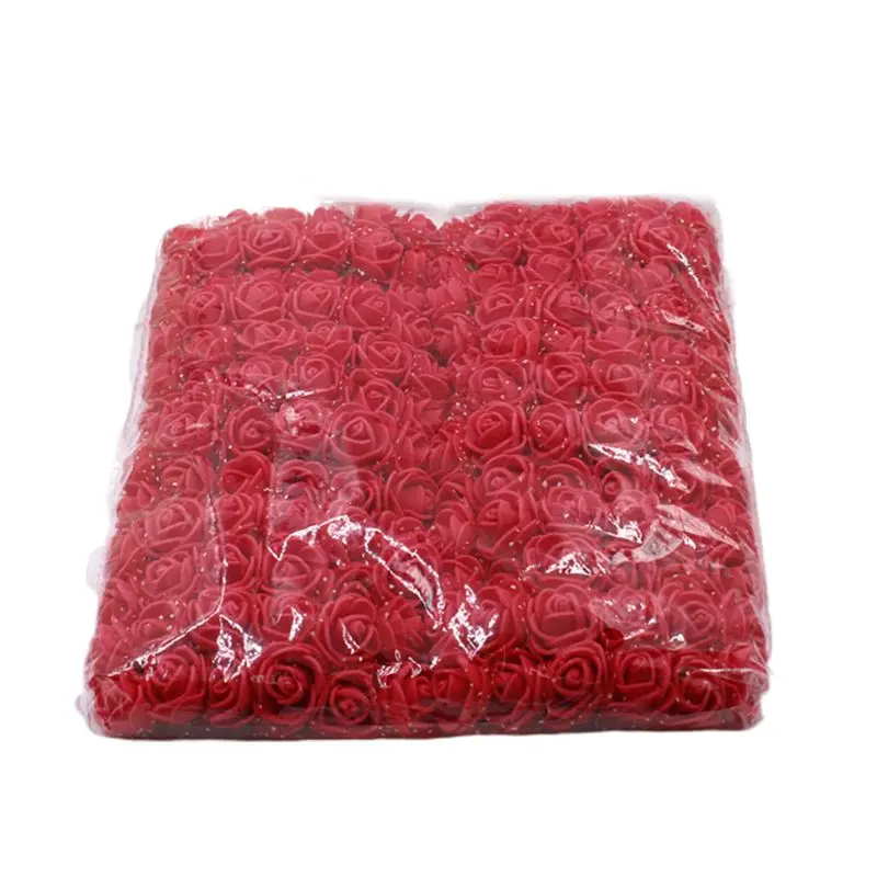 144 шт./упак. 2,5 см мини пены PE газовое Искусственный цветок розы головы для рукоделия для свадебных букетов свадебный душ вечерние украшения дома - Цвет: Красный