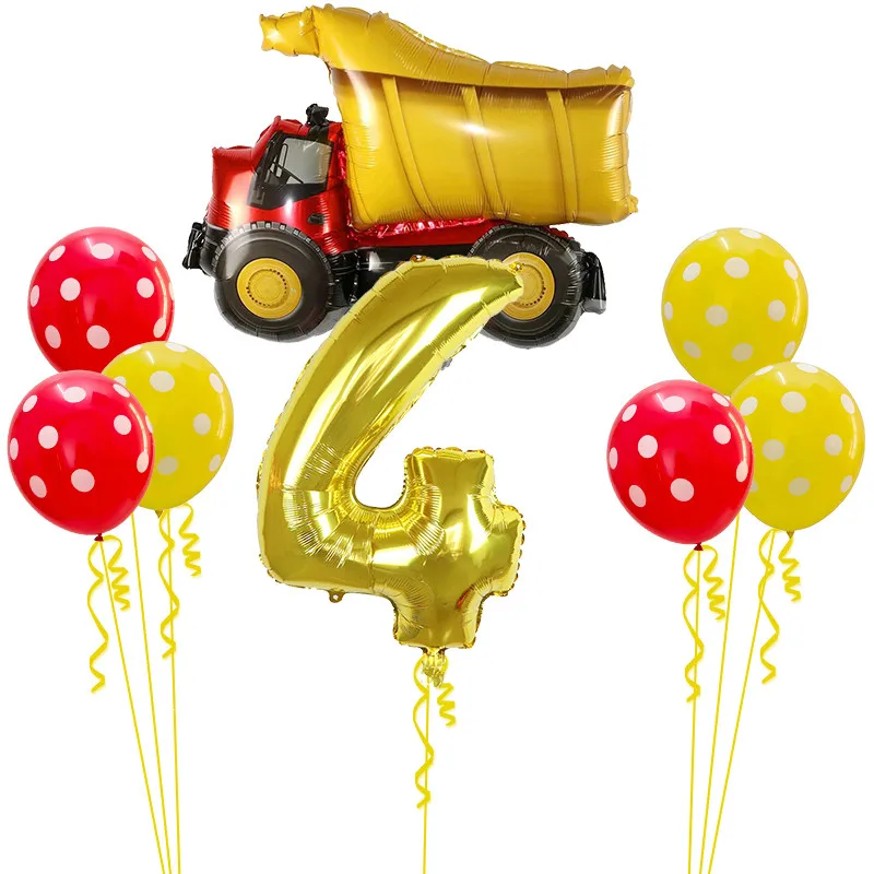 Juego de Globos con número de coche de dibujos animados, Globos de aire de policía de tren, fiesta de cumpleaños de niños, Baby Shower, decoraciones para el hogar, regalo de juguete para niños, 8 piezas