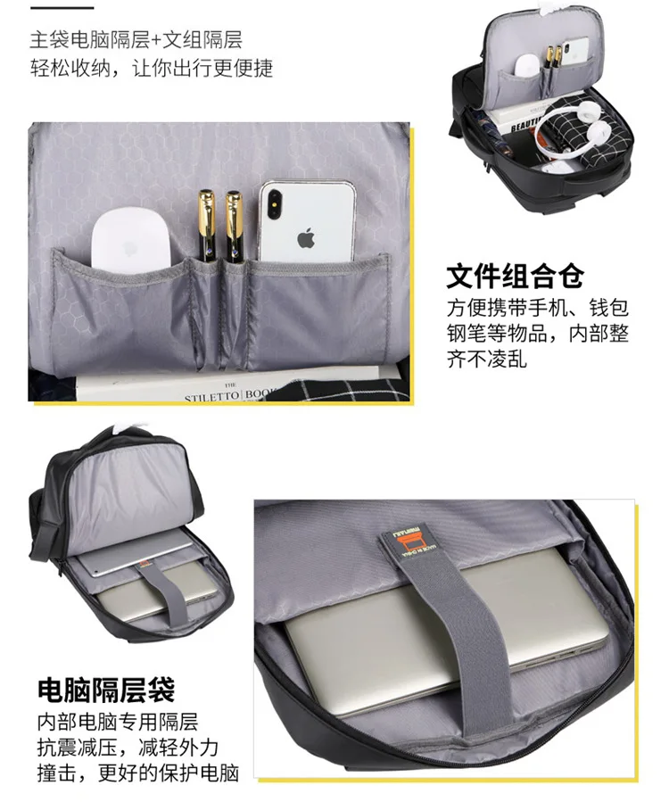 HEFLASHOR рюкзак для ноутбука мужские рюкзаки бизнес ноутбук Mochila водонепроницаемый рюкзак зарядка через usb сумки Дорожная сумка