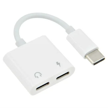

200pcs 1 To 2 Type C Adapter Aux Earphone Adapter Usb C To 3.5mm Headphone Jack PD Charger Adapter for iPad Huawei HTC