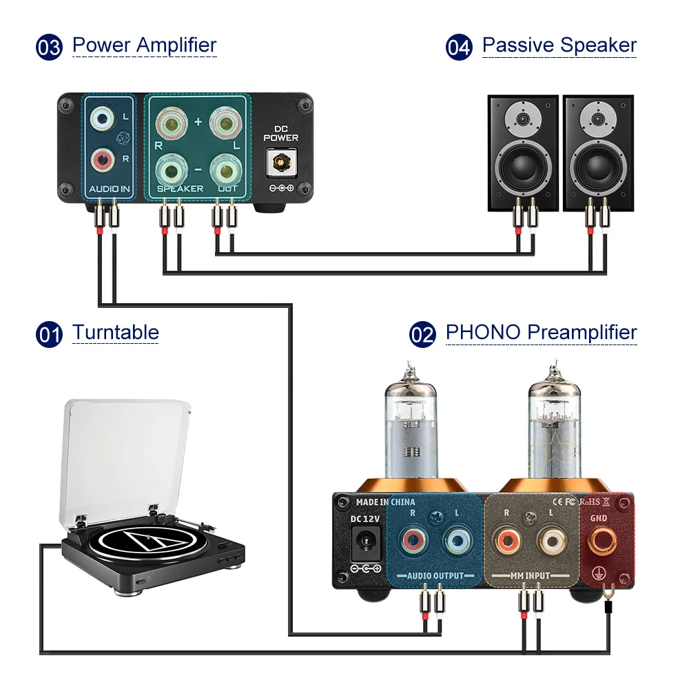 Estéreo de Alta Aiyima Alta Fidelidade Vácuo Tubo mm Fono Plataforma Giratória Pré-amplificador Fonógrafo Vinil Record Player Faça Você Mesmo 12v 6a2 - Image 2