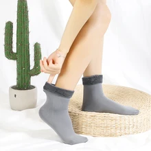 Однотонные плотные носки для женщин и мужчин; бархатные носки; толстые зимние теплые длинные носки; носки-тапочки; рождественские носки