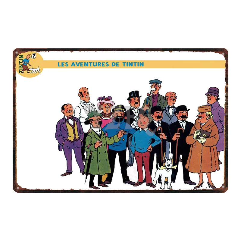 Tintin, Мультяшные металлические знаки, табличка, металлическая, винтажная, настенная, для паба, для детской комнаты, для дома, искусство, вечерние, винтажный декор, железный плакат, Cuadros DU2994