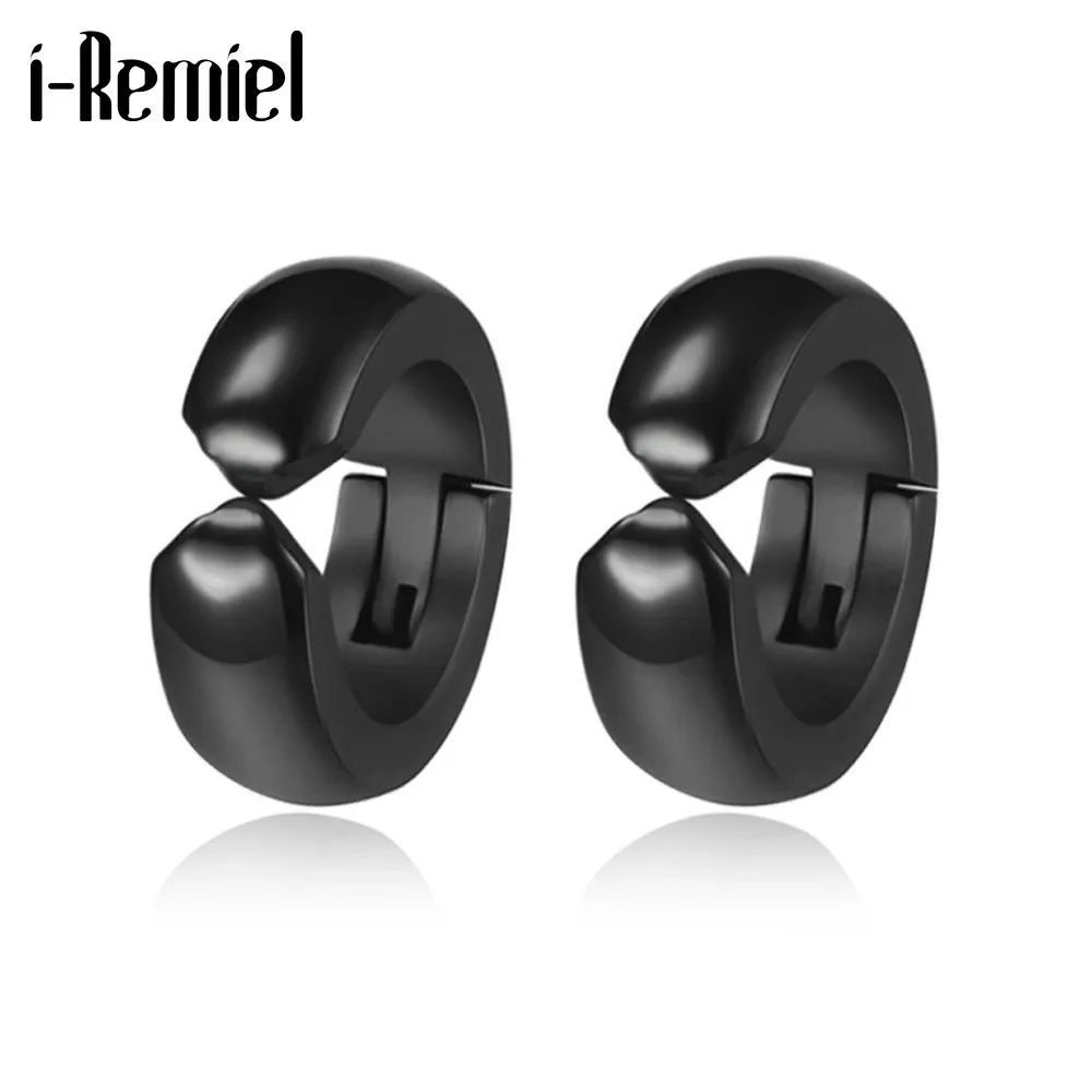 Punk Metal Black Steel Ear Clip Earring Without Piercing Rings Anti