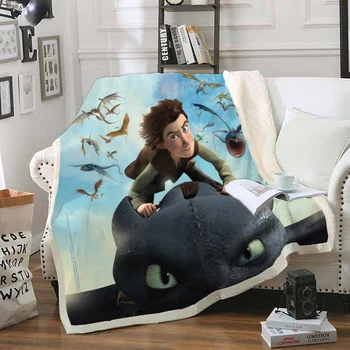 

How to Train Your Dragon Blanket 3D Print Sherpa Blanket on Bed Kids Girl Flower Home Textiles Dreamlike Style 02